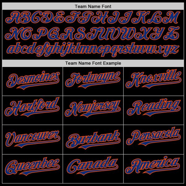 Custom Black Royal-Orange Line Authentic Baseball Jersey - Image 4