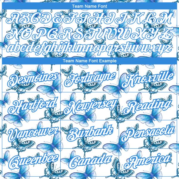 Custom White Powder Blue 3D Pattern Design Butterfly Performance T-Shirt - Image 3