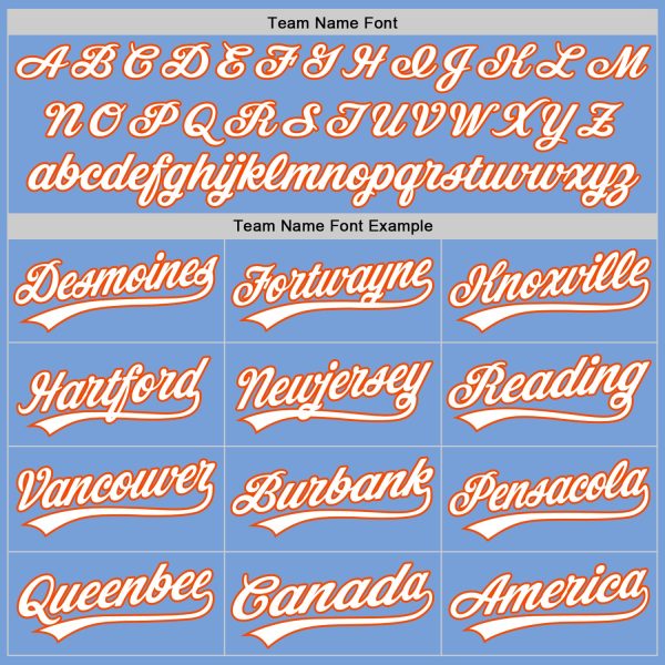 Custom Light Blue White-Orange Authentic Baseball Jersey - Image 4