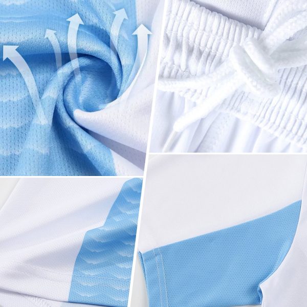 Custom Purple White Geometric Pattern Sublimation Soccer Uniform Jersey - Image 3