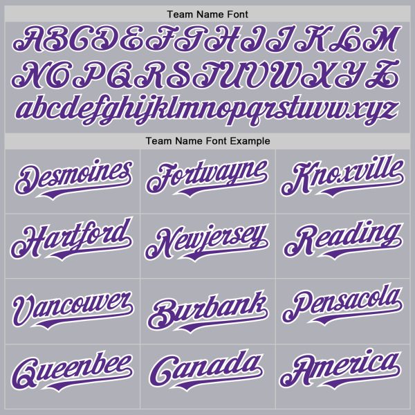 Custom Gray Purple Pinstripe White Two-Button Unisex Softball Jersey - Image 4