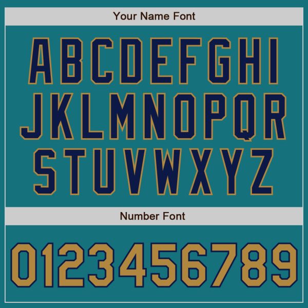 Custom Teal Old Gold-Navy Authentic Baseball Jersey - Image 5
